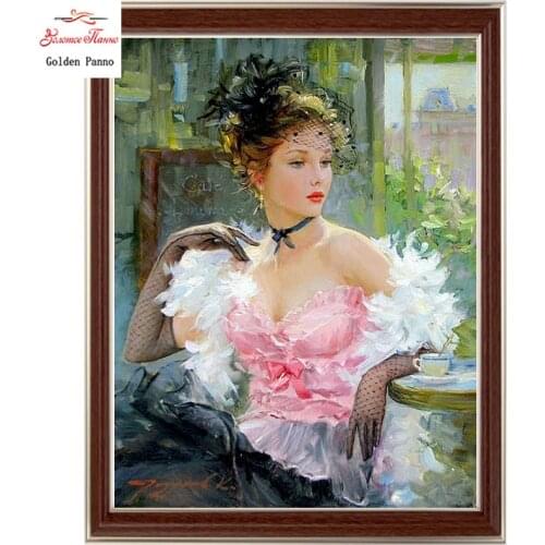 Golden Panno,Needlework,DIY DMC Cross stitch,Sets For Embroidery kit 14ct unprinted cotton thread Fashion Beauty Cross-Stitching