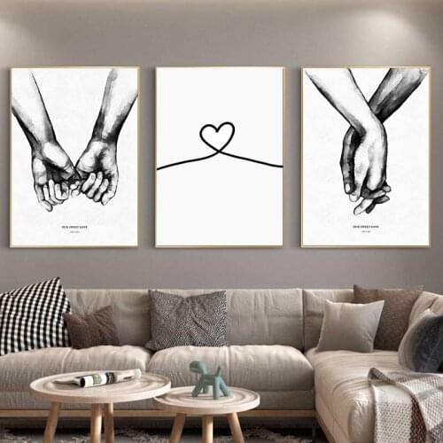 Nordic Back White Style Sweet Love Wall Art Canvas Poster Minimalist Print LOVE Quotes Painting Picture for Living Room Decor