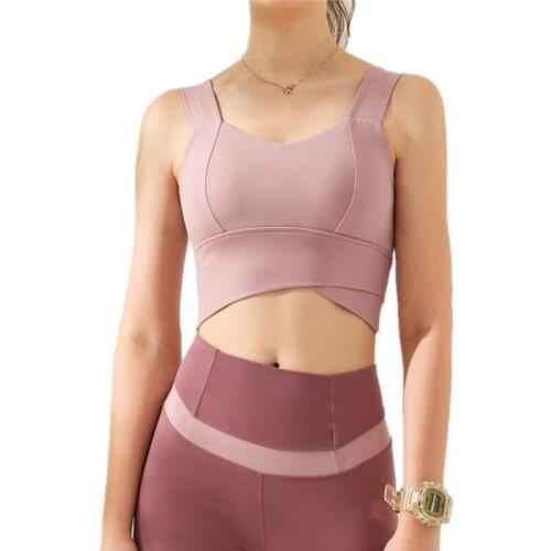 New Gathering Shockproof Fitness Bra Widening Shoulder Strap Professional Sports Bra Women Running Yoga Sports Vest Widened Hem