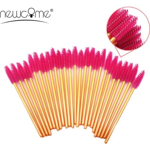 NEWCOME Golden Handle Brush False Eyelash Brush,Mascara Eyelash Make Up Brush,Mascara Wand Disposable Brushes for 3D Eyelash