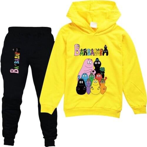 New Barbapapa Cartoon Contoon Hooded Toddler Boy Clothes Set Girls Boutique Outfits kids halloween clothing for girls boy