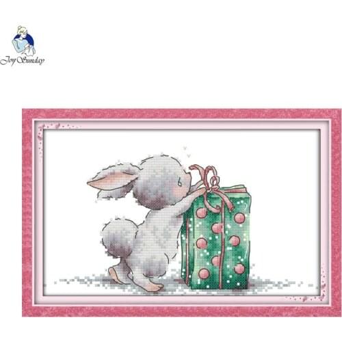 Bunnys Gift Mini Cross Stitch Kits DIY Cartoon Cute Animal Pattern 14CT 11CT Counted Printing Embroidery Set Needlework Crafts