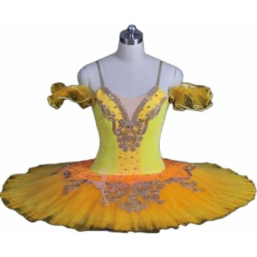 Adult Professional Ballet Tutu Classical Ballet Tutu Yellow Silver Ballerina Stage Performance Costume