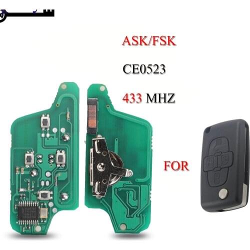 Kutery 10pcs/Lot Remote Car Key Circuit Board For Citroen C2 C3 C4 C5 For Peugeot 106 206 4Buttons 433MHZ ID46 CE0523 ASK/FSK