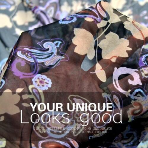 LEO&LIN Black paisley 100% silk georgette dress spring summer Baotou width cloth pants (1 meter)