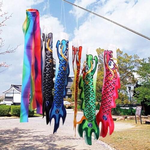 Windsock Foldable Dragon Pattern Fabric Outdoor Rich Color Dragon Wind Flag for Porch Fish Flag Colorful Windsock Carp