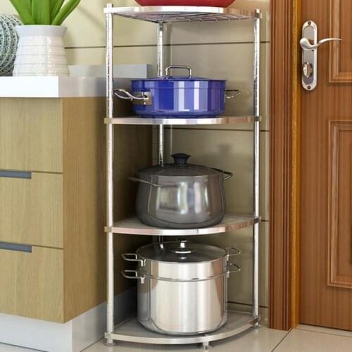 304 Stainless Steel Kitchen Triangle Shelf, Floor Multi-layer Pan Shelf, Multifunctional Household Corner Storage Rack