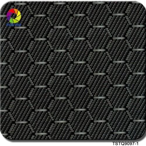 TSAUTOP 1*50m size TSTD9097-1 Black wave carbon fiber water transfer film hydrographic film
