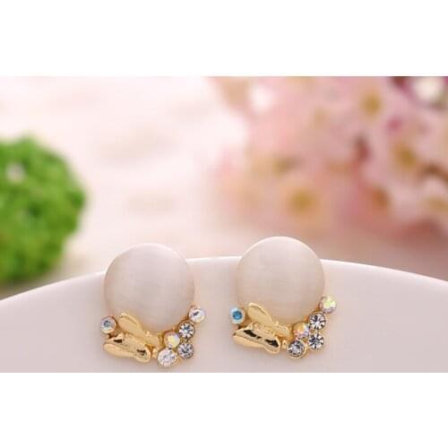 Korean Fashion New Earrings Crystal Personality Temperament Butterfly Opal Earrings Ladies Gift Wholesale Rhinestone Earrings
