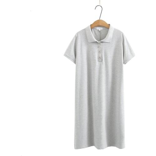 Plus size cotton button turn-down collar women loose dresses 2021 new summer casual ladies Straight dress female pullovers tops