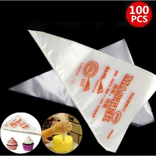 100Pcs Non-toxic Plastic Disposable Icing Bags Cake Cream Decorating Piping Bags Cake Pastry Bag Decorating Pastry Accessories