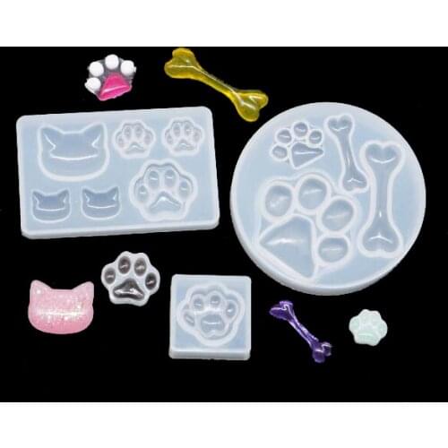 3 style cat bear paw bone Epoxy uv Resin Adhesive Cute Half Stereo Silicone Mould handmade tool epoxy resin molds craft DIY