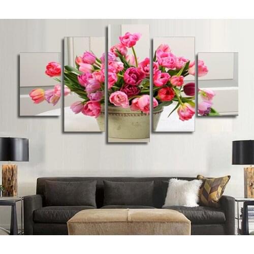 Unframed 5 Pieces HD Printed Bouquet Of Tulips Flower Painting Childrens Room Decor Print Poster Picture Canvas Free Fhipping