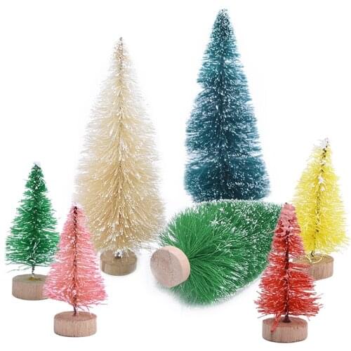 5pcs New Christmas Tree Small Pine Tree Sisal Silk Cedar Decoration Mini Christmas Tree Home Decor Desktop Mini Christmas Decor