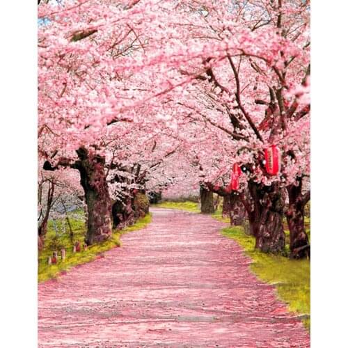 5x7ft Spring Pink Flowers Tree Photography Backdrops Photo Props Studio Background