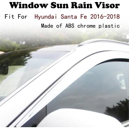 ABS Chrome plastic Window Visor Vent Shades Sun Rain Guard car accessories For Hyundai Santa Fe 2016-2018