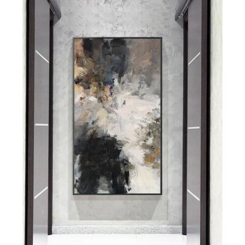 Abstract Black and White Modern Wall Art Canvas Painting Posters and Prints Yellow Wall Pictures for Living Room Home Decoration