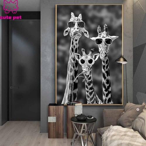 Diamond Painting Giraffes with Sunglasses Funny Full Drill Animals 5D DIY Embroidery Cross stitch Mosaic puzzle Home Decor Gift