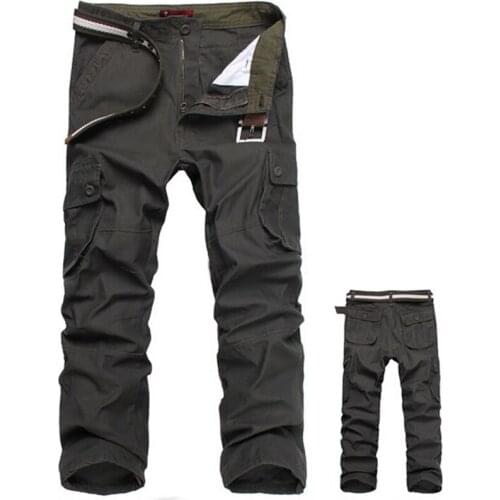 Men Cargo Pants Military Army Pant 100% Cotton Khaki/Green/Brown/Black Big Size 30-44 mens Long trousers