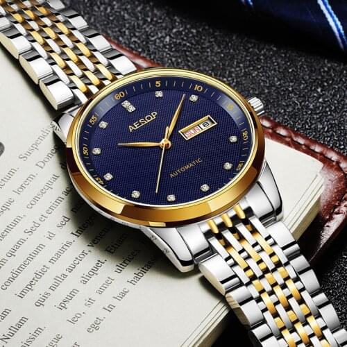 Mechanical Watch Mens High-end Luxury Success Watch Mens Business Calendar Stainless Steel Watch Hombre Luxury Relogio Masculi