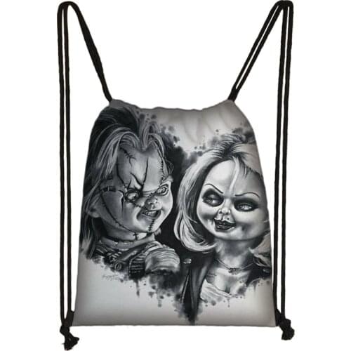 Horror Movie Childs Play Chucky Cartoon Kids Drawstring Backpack Shopping School Traveling Party Bags Gift 38*32CM