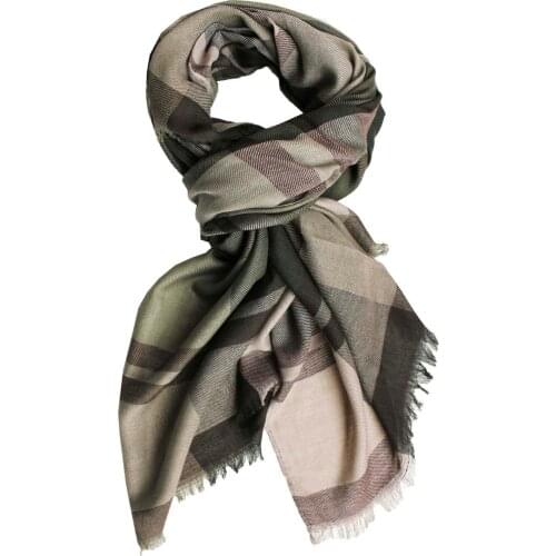 Mens Tartan Square Green Brown Striped Lines Scarf Light Shawl XL Men Scarves Beige