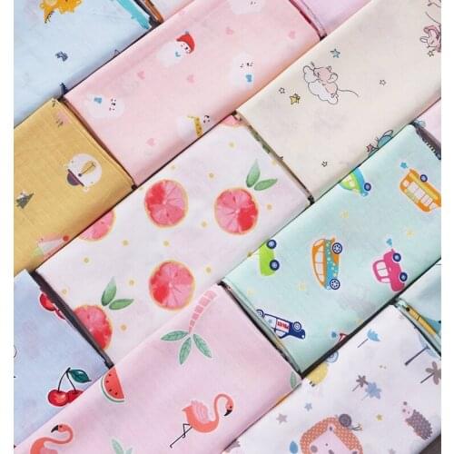 Double Super Gauze Baby Cartoon Clothing Cover Blanket Slug Encrypted Cotton Fabric100% Kids Strawberry Dinosaur Printed Dress