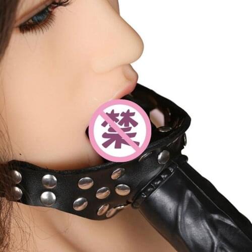 Double-Ended Dildo Gag Head Strapon Mouth Gag Penis Gag With Locking Buckles Leather BDSM Bondage Sex Product For Couples