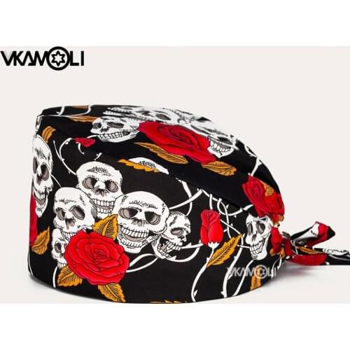 Skull pattern series surgical cap medical scrubs hat nurse scrubs caps nurse accessories nursing hat gorro enfermera Halloween