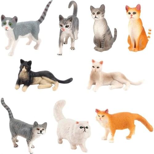 Simulation animal cat model domestic cat flower cat solid bristle cat Persian cat mini hand-made ornaments