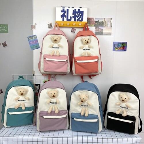 Fashion Women Backpack Kawaii Harajuku Style Student School Bag For Girls Cartoon Cute Bear Large Capacity Bags Scoolbags 2021