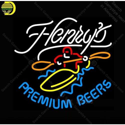 Neon Sign for Henrys Premium Beer Neon Bulb sign handcraft Beer Bar glass neon signboard Decorate Hotel light Professional lamps