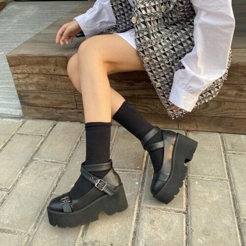 Fall shoes Women Pumps High Heels Buckle Casual Shoes Woman Black Round Toe Mary Jane Shoes low heel womens Spring shoes