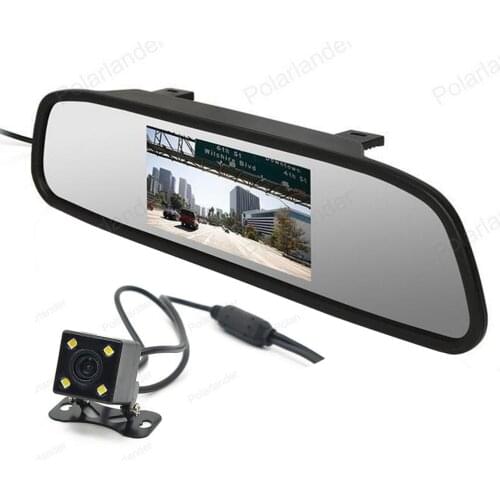 4 LED night vision reverse parking camera +4.3 inch tft lcd Rearview Mirror Monitor kit for Car Rear reversing backup