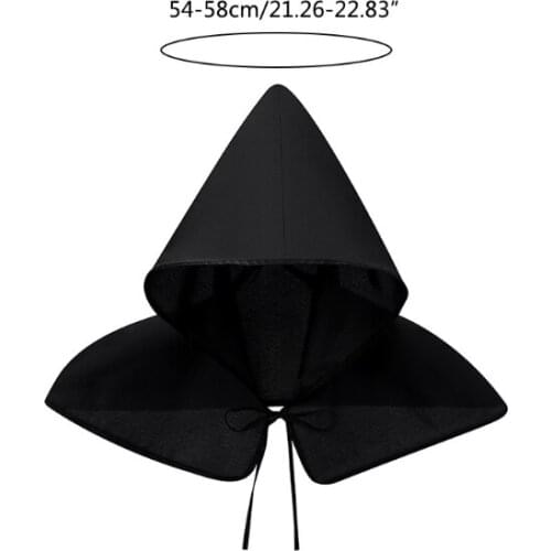 Y1QD Unisex Medieval Cloak Hat Vintage Witch Wizard Short Hooded Cape Halloween Shawl Costume Cosplay Gothic Party Props