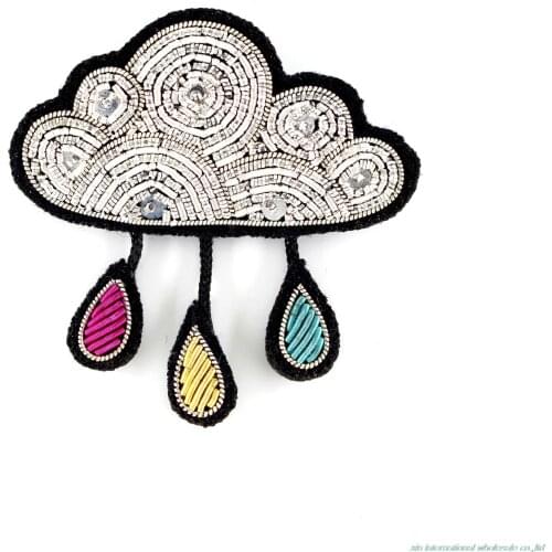 Rainbow rain acrylic brooch Fashionable high grade metal wire badges Extravagant hand embroidery acrylic badge