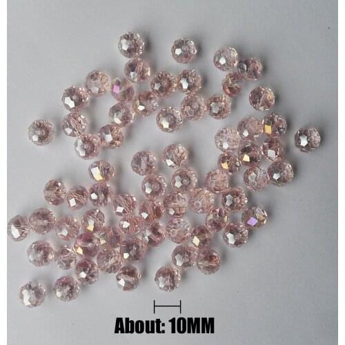 Sexy delicate 10MM pink crystal Flat beads Plated AB color,good quality clear pink 10MM Flat crystal beads wholesale
