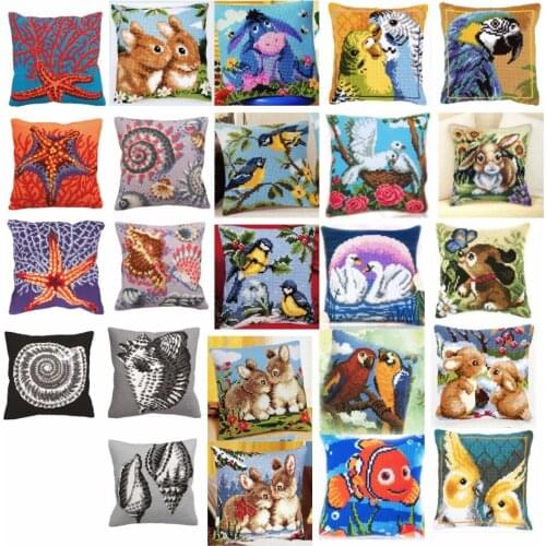 Animals style Cross Stitch Pillow Mat DIY Craft Tapestry Pillow 42CM by 42CM Needlework Crocheting Cushion Embroidery