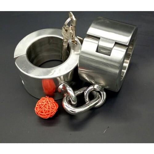 Super Heavy 6cm High Stainless Steel Metal Handcuffs For Sex Adult Games BDSM Bondage Slave Restraints Torture Hand Cuffs