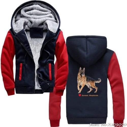 Love German Shepherds Print hoodies Dog Lover Men winter Keep Warm Casual Male thicken Sweatshirts