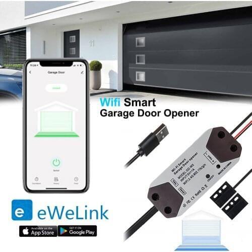 2pcs WiFi Smart Garage Door Opener Controller Switch Work With Alexa Echo Google Home eWeLink APP Control No Hub Require