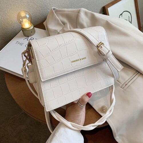 Women Shoulder Crossbody Bags High Capacity Stone PU Leather 2021 New Flap Bag Vintage Handbags Ladies Female Purses Satchels