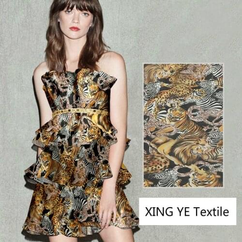 Tiger Zebra Pattern Silk Fabric Organza Spring Summer Silk Cloth Dress Tops Shirts Womens Clothing by Meter Sewing Material