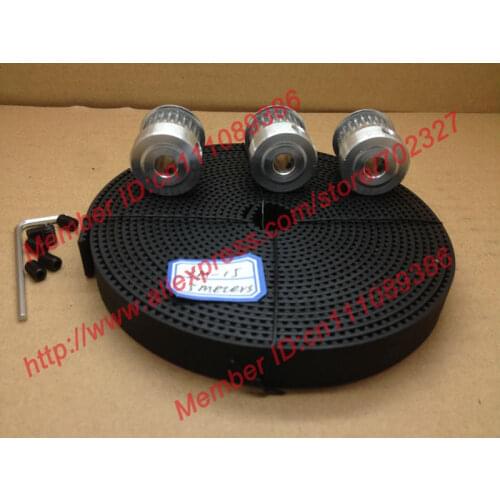 3pcs 24 teeth 3M Timing Pulley Bore 6.35mm + 5Meters HTD 3M timing belt Neoprenen width 15mm for laser engraving CNC machines