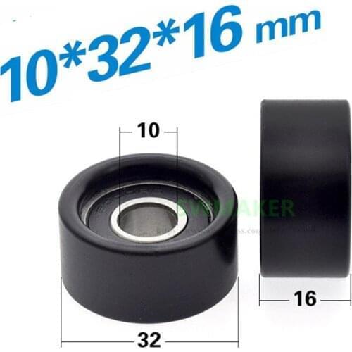 10pcs 10*32*16mm 6000RS bearing pulley, flat roller, POM wrapped wheel/guide wheel