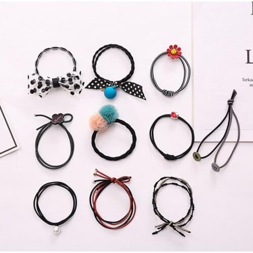10/Set Colorful Nylon Elastic Hair Tie Ponytail Holder Rubber Bands Scrunchie Headband Headdress