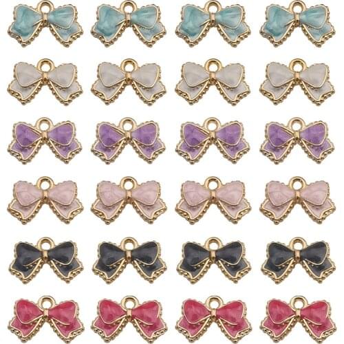 10Pcs Bowknot Charms Pendants 10mm x 15mm DIY Jewelry Making Alloy Findings Accessory For Necklaces Earrings