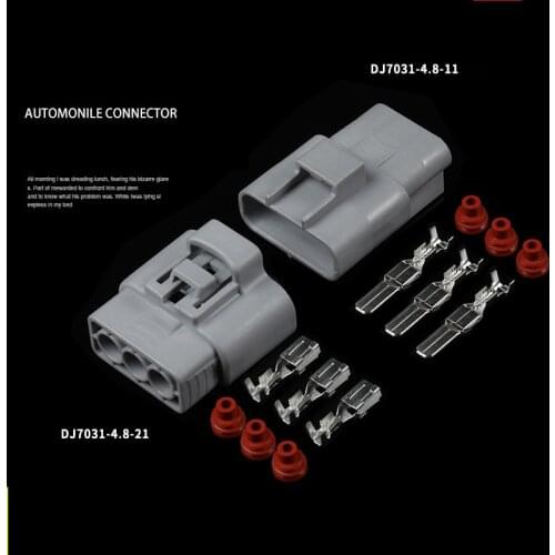 100 Set Dj7031ya-4.8-11 automotive electronic fan plug connector motor controller 3-hole 3P connector