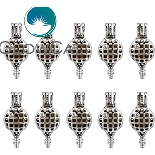 10x K652 Sports Tennis Racket Pearl Cage Making Beads Cage Essential Oil Diffuser Aromatherapy Locket Pendant Jewelry
