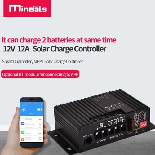 12v Solar charging Controller 12a Dual battery MPPT Solar Regulator With Buletooth Function APP Display